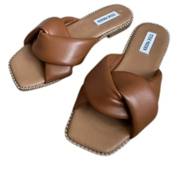 Steve Madden Twisted Top Brown Sandals Flats, size 9 - Picture 1 of 6